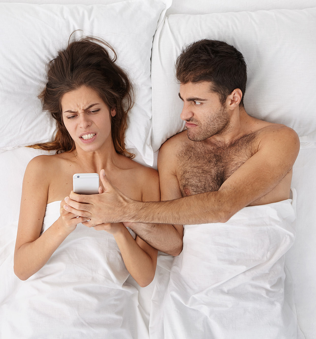 Couple using phone